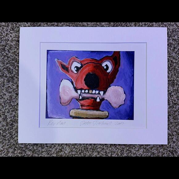 Dog with Bone by Tiggy Ticehurst Signed 2007